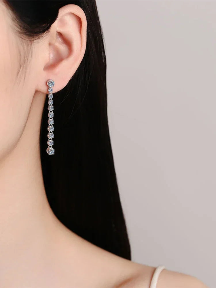 Celeste Linear Moissanite Drop Earrings