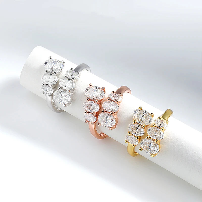 Moissanite Cluster Ring – 6 Stones Brilliant Cut