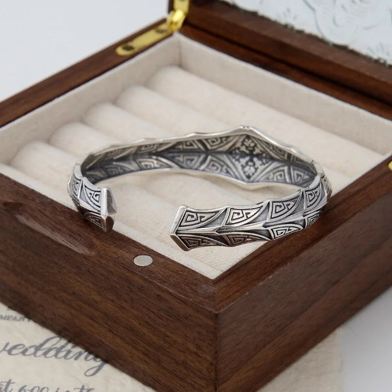 Urban Steel Engraved Sterling Silver Cuff