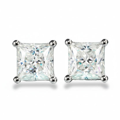 Aurum Princess Moissanite Stud Earrings