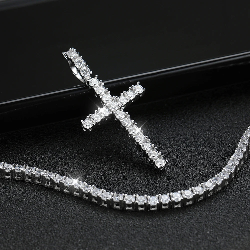 Eternal Iced Cross Moissanite Tennis