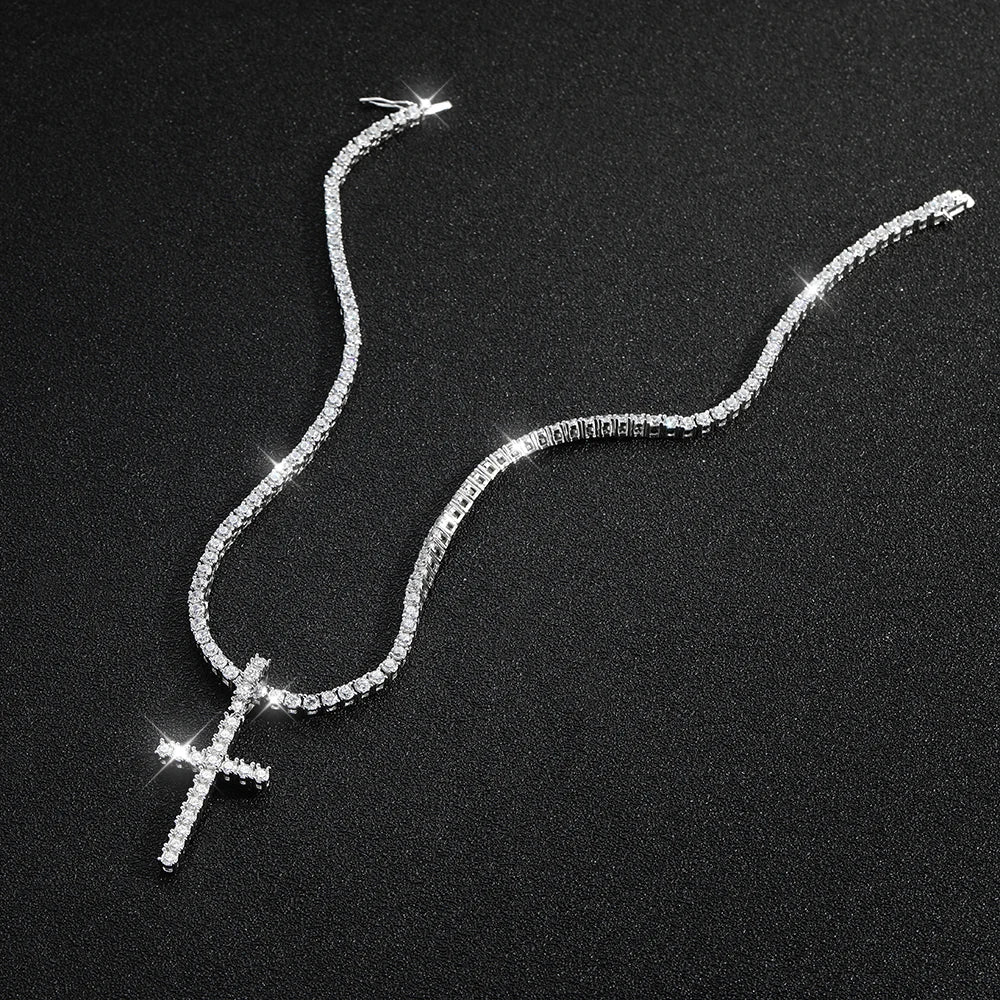 Eternal Iced Cross Moissanite Tennis