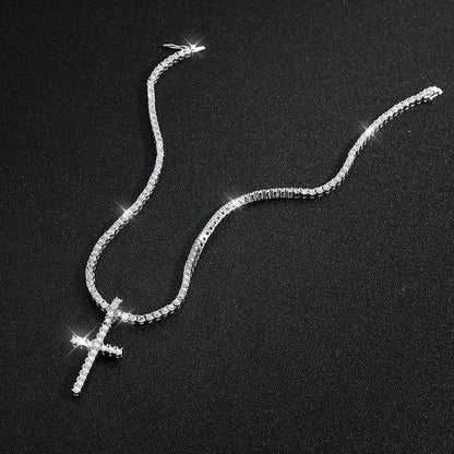 Eternal Iced Cross Moissanite Tennis