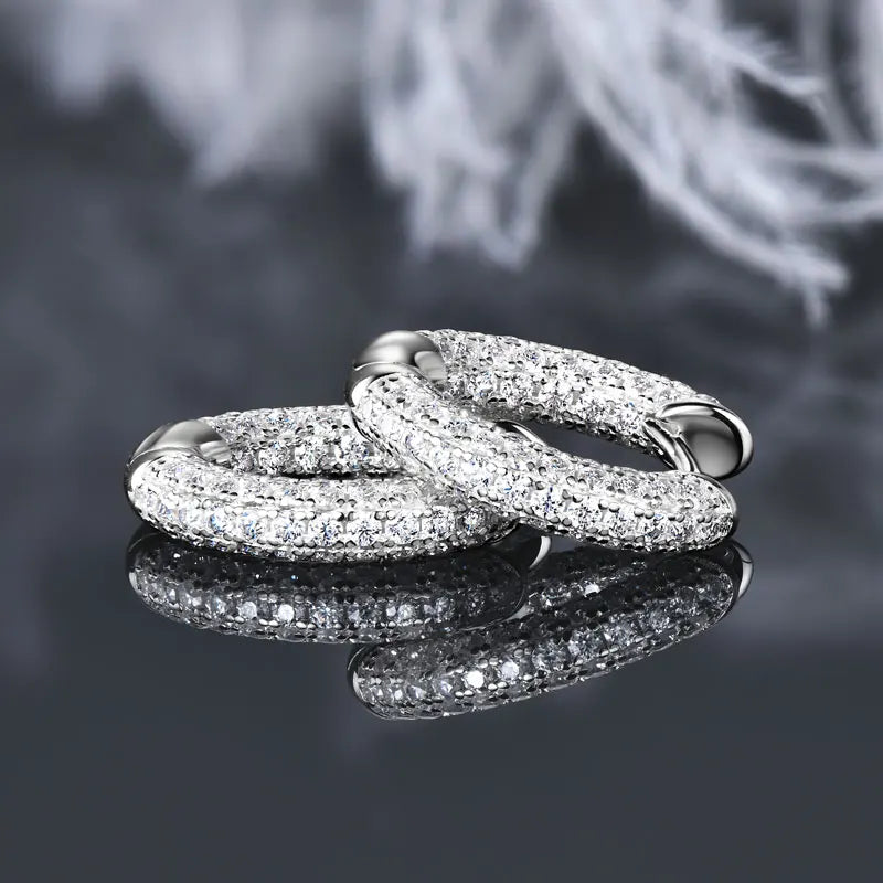 Pavé Comet Moissanite Hoop Earrings