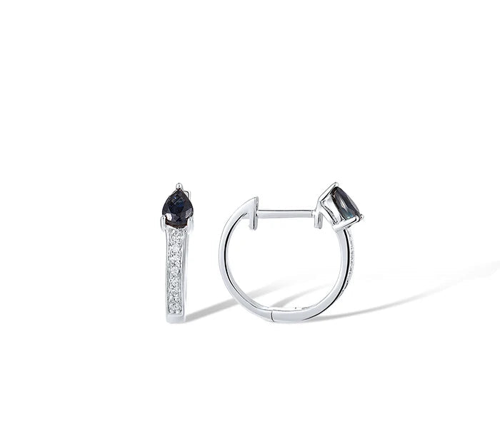 Celeste Pear Sapphire Huggie Hoops