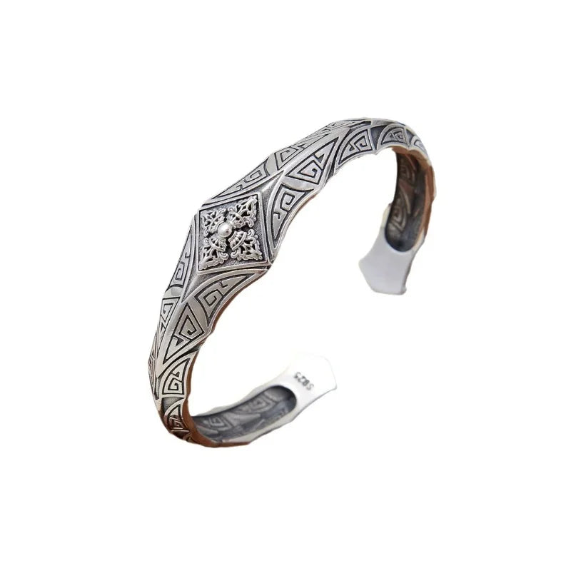 Urban Steel Engraved Sterling Silver Cuff