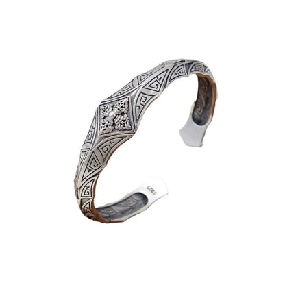 Urban Steel Engraved Sterling Silver Cuff