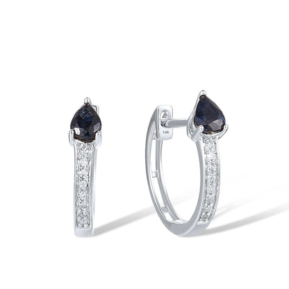 Celeste Pear Sapphire Huggie Hoops