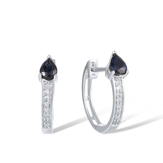 Celeste Pear Sapphire Huggie Hoops