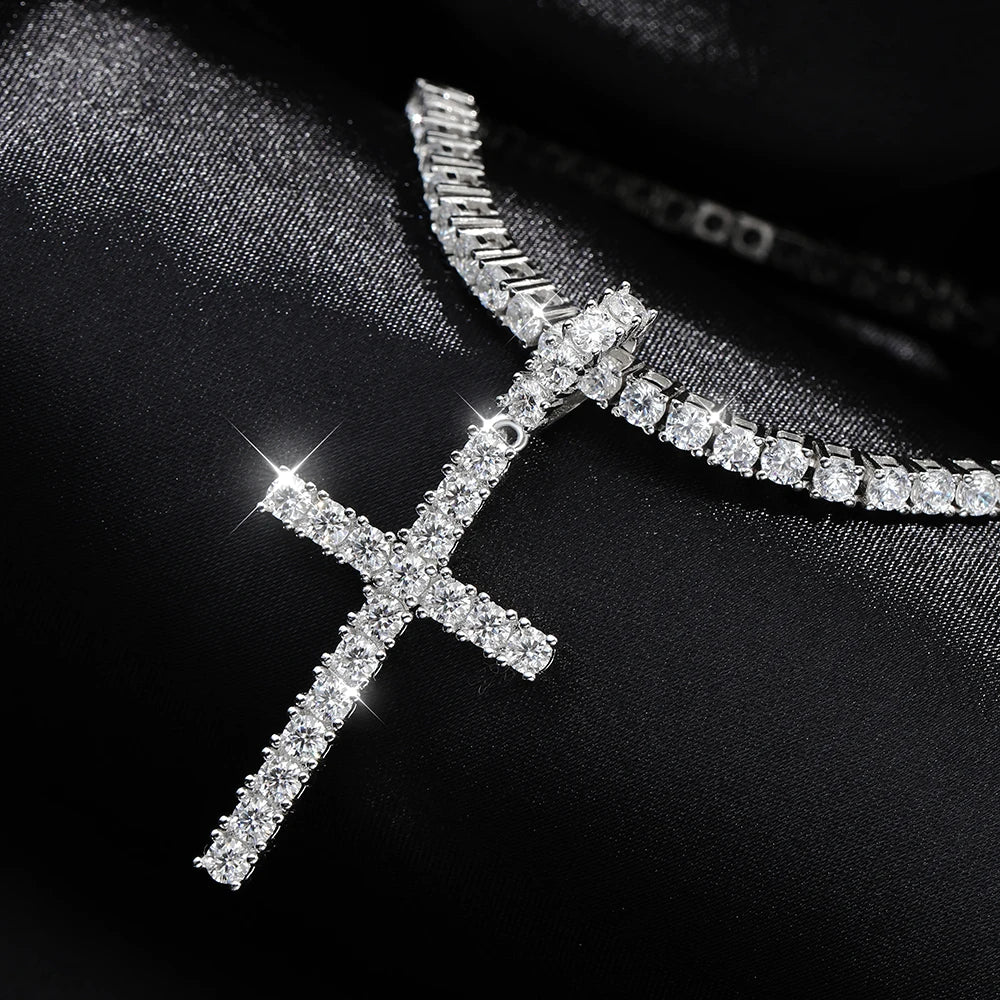 Eternal Iced Cross Moissanite Tennis