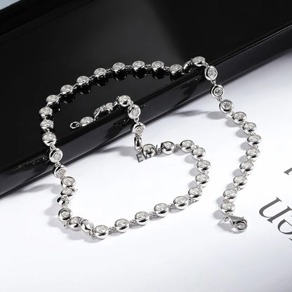 Aura Nova Bubble Bezel Moissanite Chain White Gold