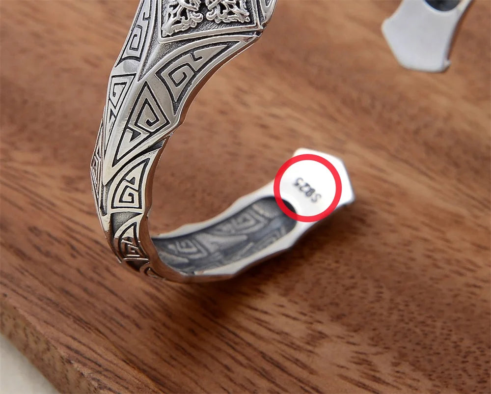 Urban Steel Engraved Sterling Silver Cuff