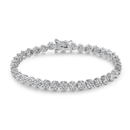 Hearts & Arrows moissanite tennis bracelet in sterling silver, 18K white-gold plated, Viper Jewellery