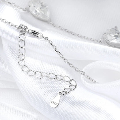 Moissanite Necklace 3 Gems Pear Cut