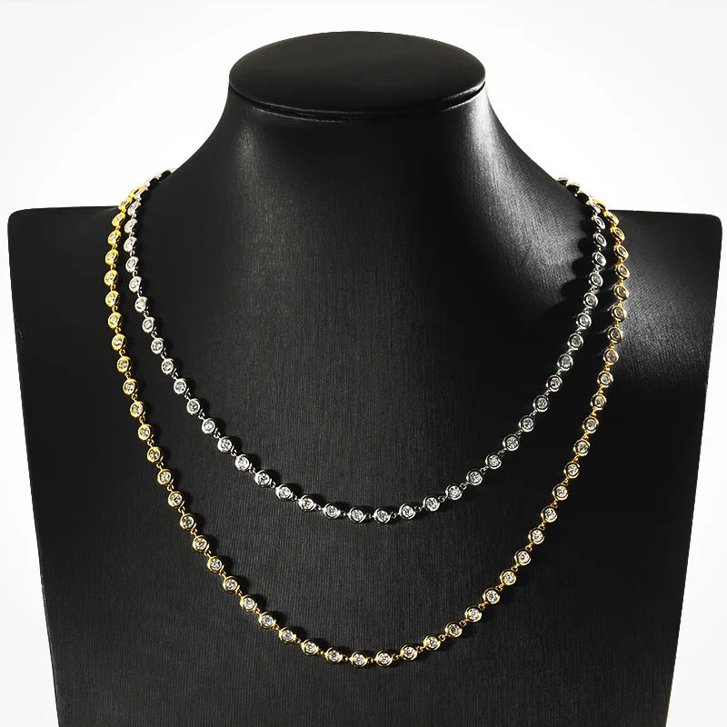 Aura Nova Bubble Bezel Moissanite Chain White Gold