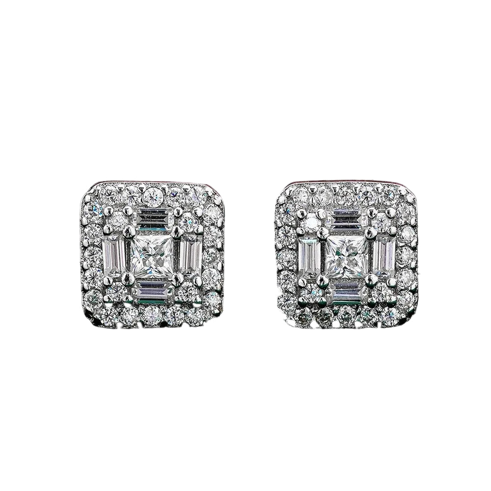 Quadra Lumine Moissanite Stud Earrings