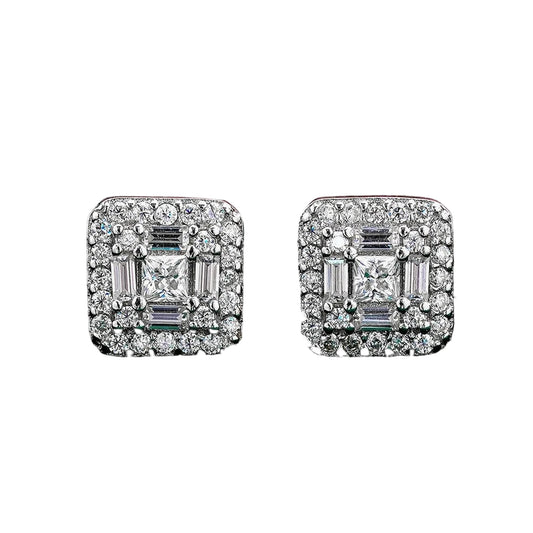 Quadra Lumine Moissanite Stud Earrings