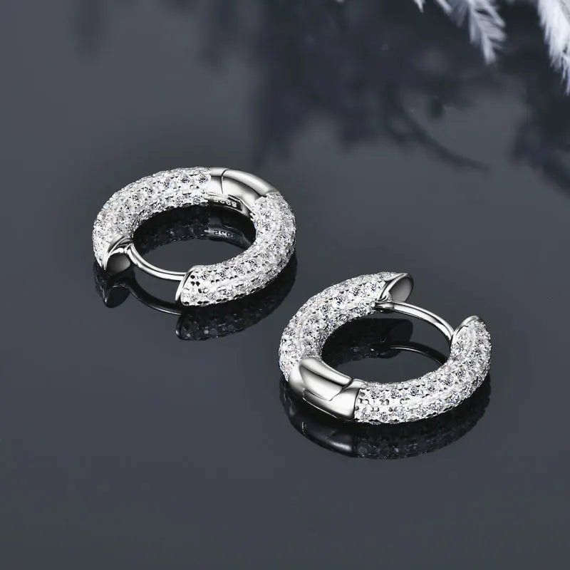 Pavé Comet Moissanite Hoop Earrings