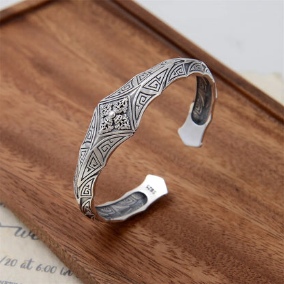 Urban Steel Engraved Sterling Silver Cuff