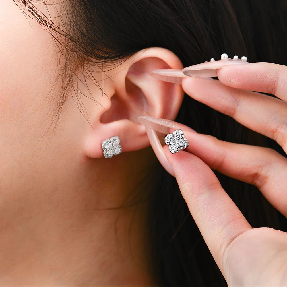 Fleur Quatrefoil Moissanite Stud Earrings