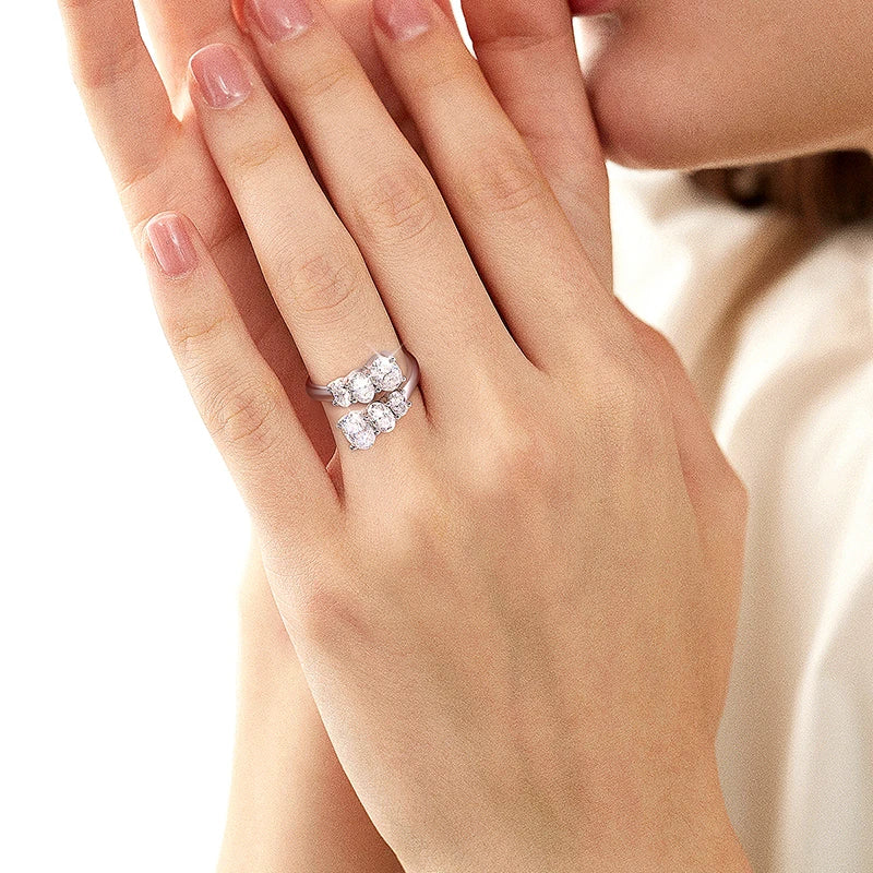 Moissanite Cluster Ring – 6 Stones Brilliant Cut