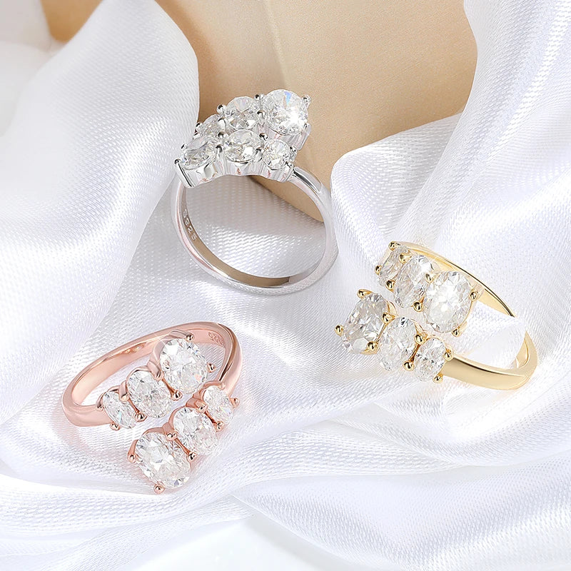 Moissanite Cluster Ring – 6 Stones Brilliant Cut