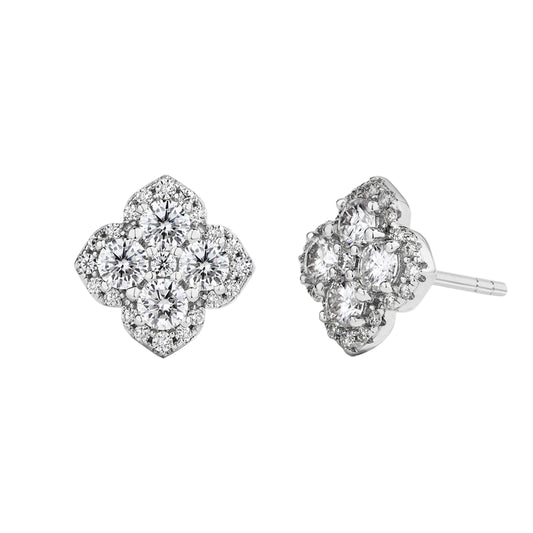 Fleur Quatrefoil Moissanite Stud Earrings