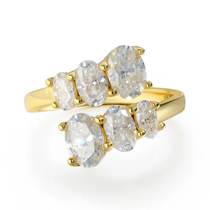 Moissanite Cluster Ring – 6 Stones Brilliant Cut