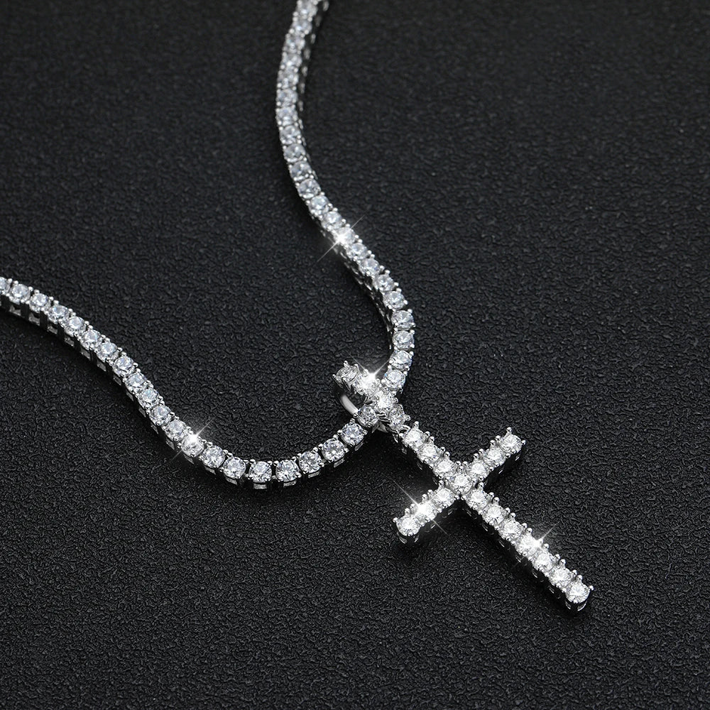 Eternal Iced Cross Moissanite Tennis
