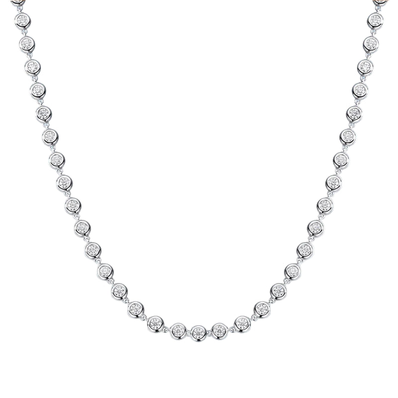 Aura Nova Bubble Bezel Moissanite Chain White Gold