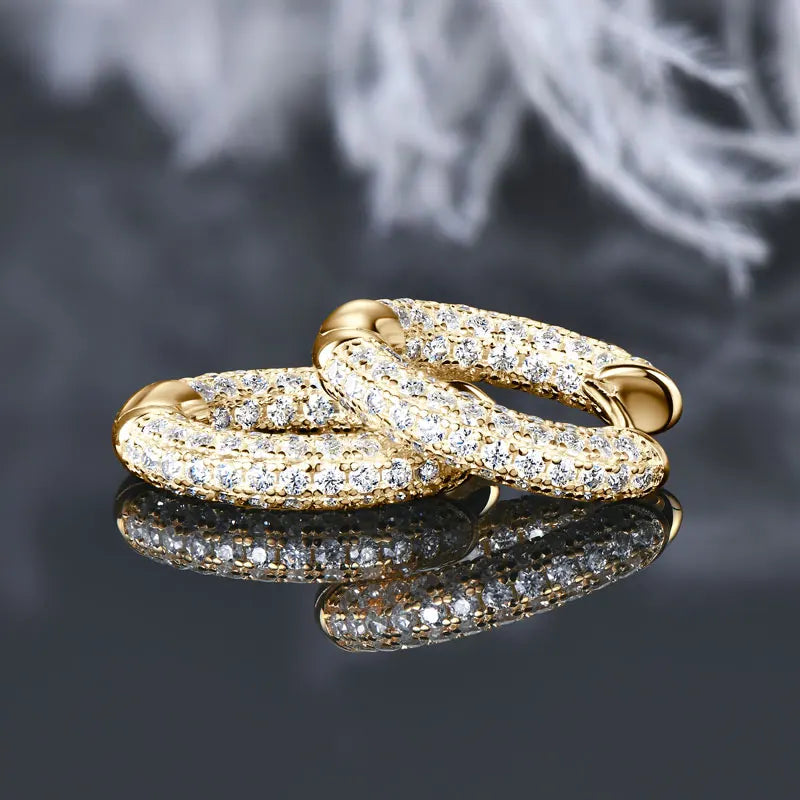 Pavé Comet Moissanite Hoop Earrings