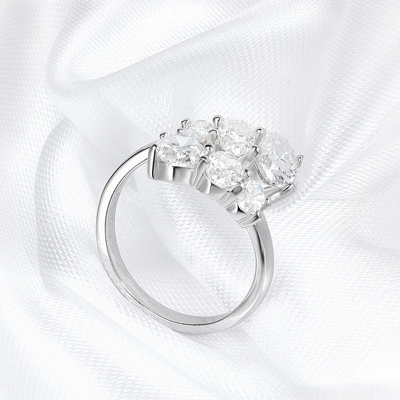 Moissanite Cluster Ring – 6 Stones Brilliant Cut