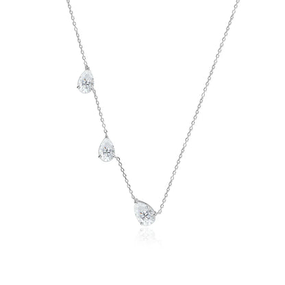 Moissanite Necklace 3 Gems Pear Cut