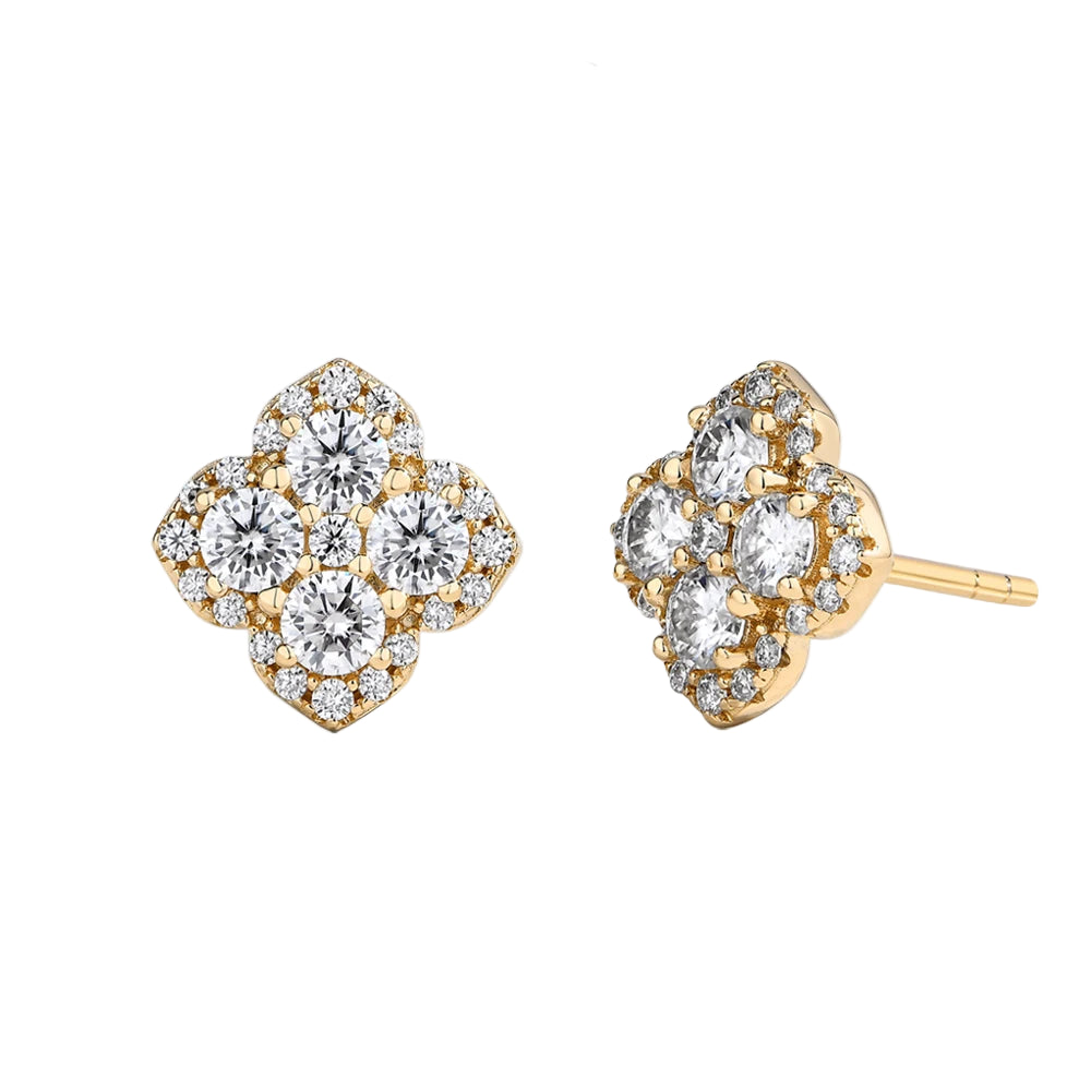 Fleur Quatrefoil Moissanite Stud Earrings