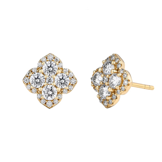 Fleur Quatrefoil Moissanite Stud Earrings