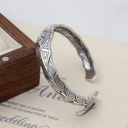 Urban Steel Engraved Sterling Silver Cuff