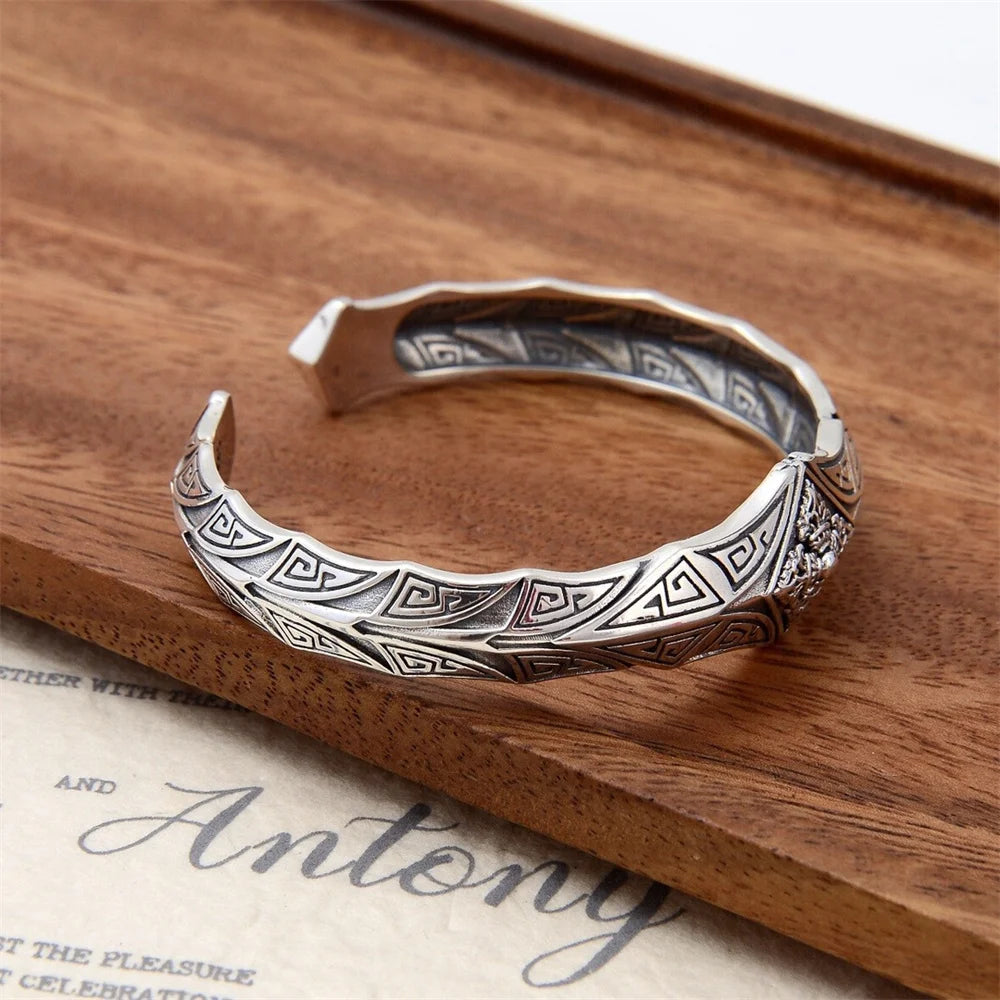 Urban Steel Engraved Sterling Silver Cuff