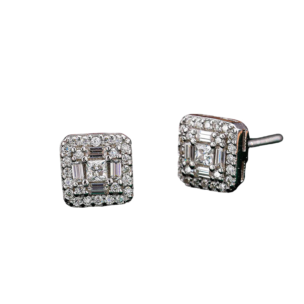 Quadra Lumine Moissanite Stud Earrings