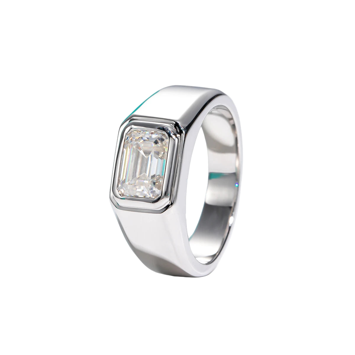Urban Steel Emerald Moissanite Signet Ring