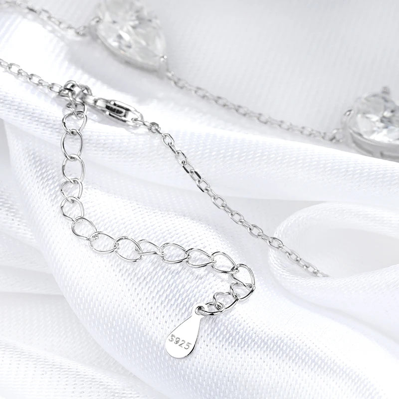 Moissanite Necklace 3 Gems Pear Cut