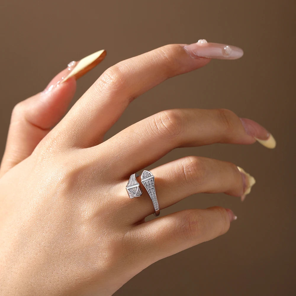 Dual Crest Moissanite Statement Ring