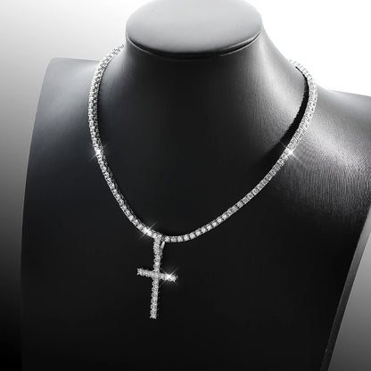 Eternal Iced Cross Moissanite Tennis