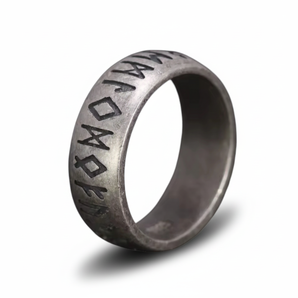 Vintage Runic Sterling Silver Band